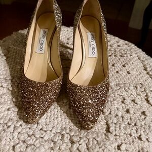 Jimmy Choo Sparkling Gold Heels